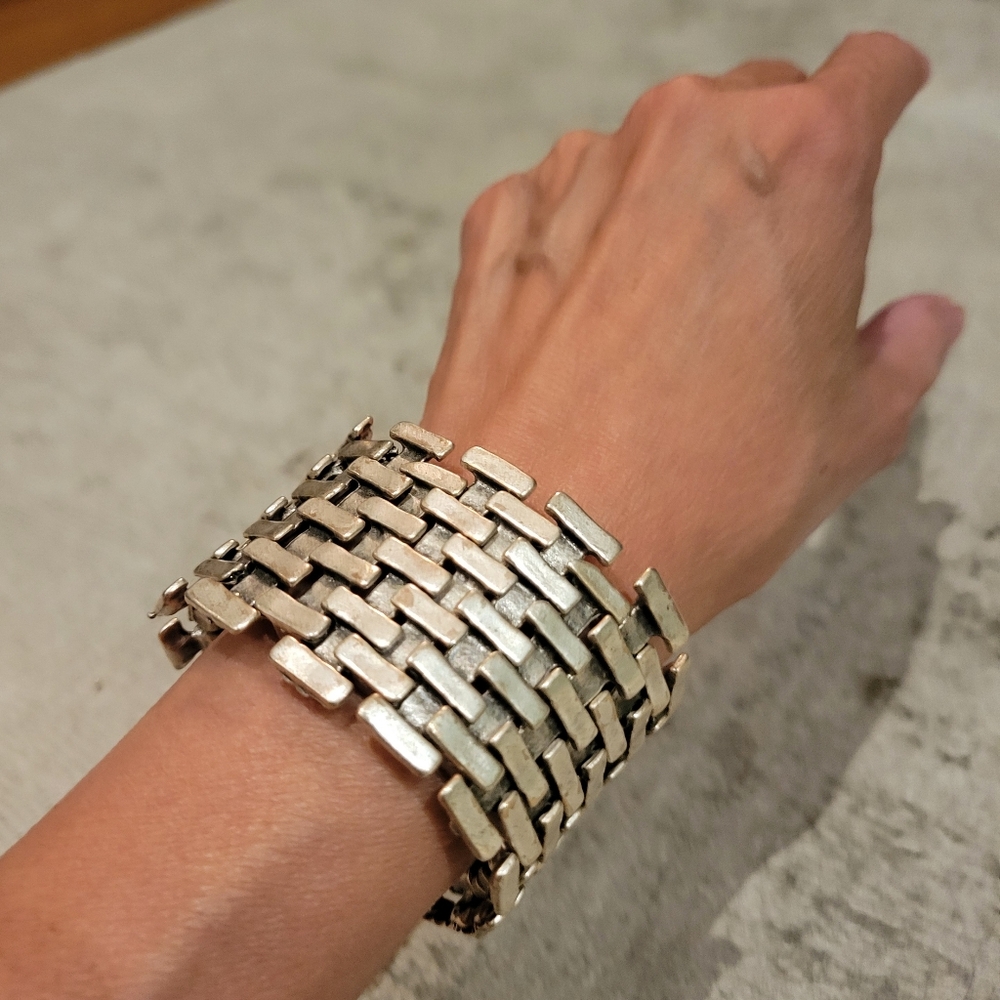 Avant garde pewter bracelet